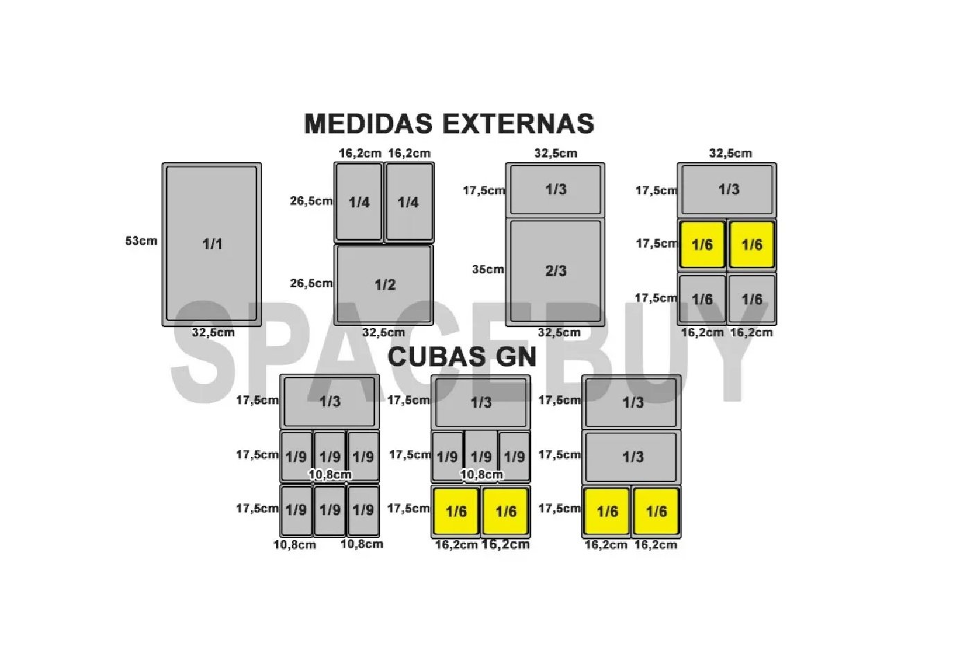 CONJ 12 CUBAS Gastronômicas Em POLICARBONATO GN 1/6X100 mm 1,5 Litros + 12 TAMPAS 1/6 Em POLI COM FL - 6