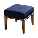 Ver imagem 1 de Puff Decorativo 45cm Martínez Veludo Pés Madeira Azul/Mel - Gran Belo