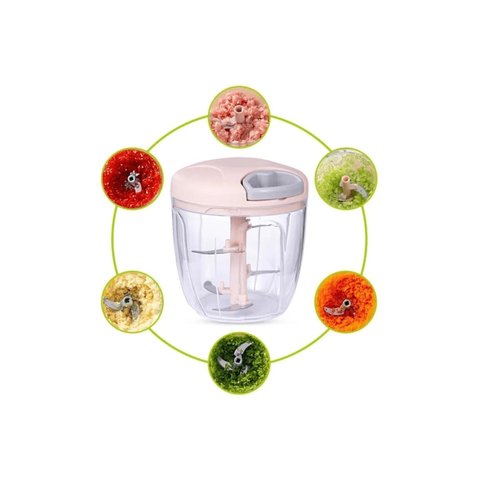 Mini Triturador Manual 900ml com 5 Lâminas - Prático e Compacto