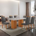 Ver imagem 2 de Mesa de Jantar Eloise 180cm Tampo MDF Vidro Canto Copo com 6 Cadeiras Aline
