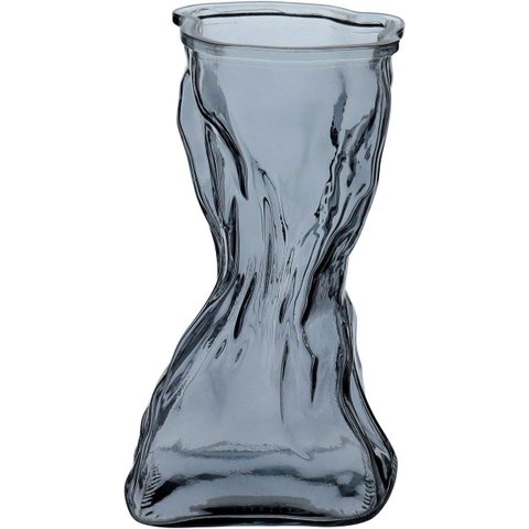 Vaso Decorativo de Vidro Fumê 21x9x13cm Enfeite Sala Mesa Estante Aparador