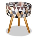 Ver imagem 1 de Puff Redondo Suede Estampado Triângulo Bege