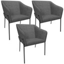 Ver imagem 1 de Kit 3 Cadeiras para Sala de Jantar Estar Living Olívia L02 Linho Cinza Escuro - Lyam Decor