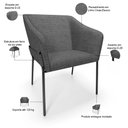 Ver imagem 4 de Kit 3 Cadeiras para Sala de Jantar Estar Living Olívia L02 Linho Cinza Escuro - Lyam Decor