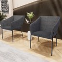 Ver imagem 2 de Kit 3 Cadeiras para Sala de Jantar Estar Living Olívia L02 Linho Cinza Escuro - Lyam Decor