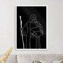 Ver imagem 1 de Quadro Jesus One Line - Preto e Branco 45x34cm:moldura Branca