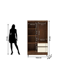 Guarda Roupa Pequeno Ideal 4 Portas e 2 Gavetas para Quarto de Hospedes - 8