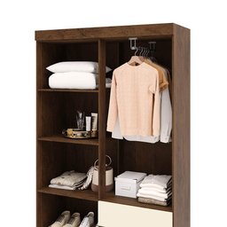 Guarda Roupa Pequeno Ideal 4 Portas e 2 Gavetas para Quarto de Hospedes - 6
