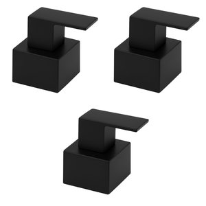 Kit 3 Acabamentos P/ Registro Style Quadrado Preto Fosco