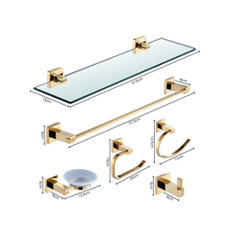 Kit Acessórios de Banheiro Lavabo 6 Peças Dourado Luxo Ikab02 - 7