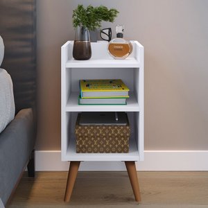 Mesinha de Cabeceira Max Quarto com Nichos sem Gaveta Branco