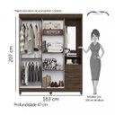Ver imagem 5 de Conjunto Quarto Solteiro Guarda-Roupa Camarim e Painel TV 43 Polegadas Single Espresso Móveis
