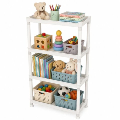 Estante 4 Andares Organizadora Brinquedos Livros Quarto Infantil Escola Brinquedoteca