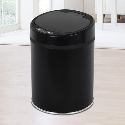 Lixeira Automática Preta 12 Litros Sensor Inteligente Inox Cozinha Banheiro Cesto de Lixo Black