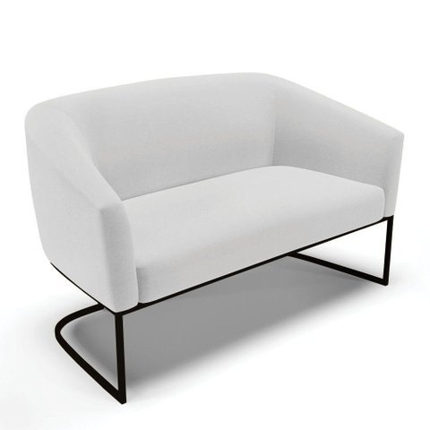 Sofá Namoradeira 2 Lugares Base Industrial Preto Stella Linho D03 - D'Rossi Cor A05 Cinza