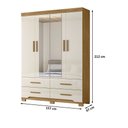 Ver imagem 2 de Guarda Roupa Roupeiro Miami 4 Portas 4 Gavetas com Espelho Freijó Off White Moval