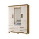 Ver imagem 4 de Guarda Roupa Roupeiro Miami 4 Portas 4 Gavetas com Espelho Freijó Off White Moval