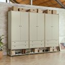 Ver imagem 1 de Guarda Roupa Closet Modulado Casal 6 Gavetas 3 Cabideiros Estrutura Metalica 250cm Olivar Cinza/Off