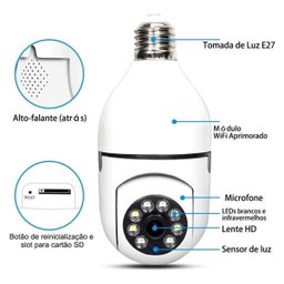 Câmera Lâmpada Segurança Com Visão Nortuna Uso Interno / Externo Wifi - 4