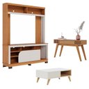 Ver imagem 1 de Estante Home Theater Belaya Freijó Off White Matte com Mesa de Centro Jeri Off White Freijó e
