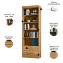 Ver imagem 5 de Estante Livreiro Multiuso 2 Gavetas com Prateleiras Freijó - Qmovi