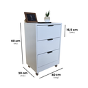 Ver imagem 3 de Mesa de Cabeceira Branca 40cm 3 Gavetas Mdf Quarto Gaveteiro Puxador Preto - com Rodinhas Já Montado