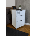 Ver imagem 2 de Mesa de Cabeceira Branca 40cm 3 Gavetas Mdf Quarto Gaveteiro Puxador Preto - com Rodinhas Já Montado