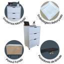 Ver imagem 5 de Mesa de Cabeceira Branca 40cm 3 Gavetas Mdf Quarto Gaveteiro Puxador Preto - com Rodinhas Já Montado