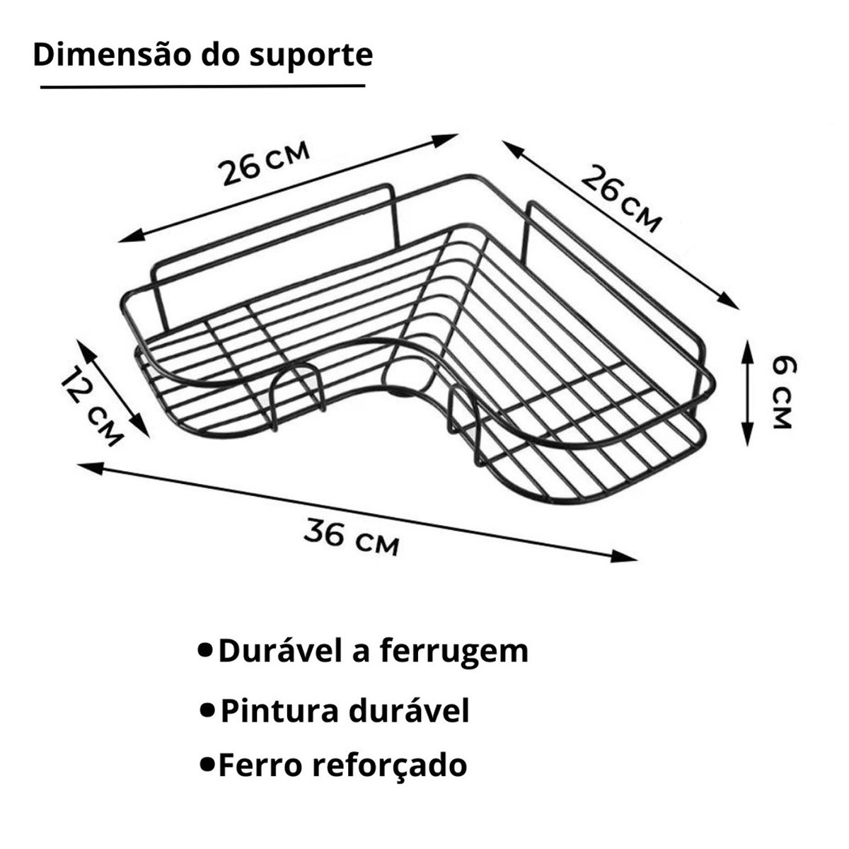 Suporte Banheiro de Canto sem Furo Shampoo Condicionador Sabonete Prateleira Parede Box Cozinha Resi - 4