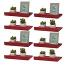Ver imagem 1 de Kit 8 Prateleiras Porta Quadros 40 x 15cm Vermelha Suporte Invisível