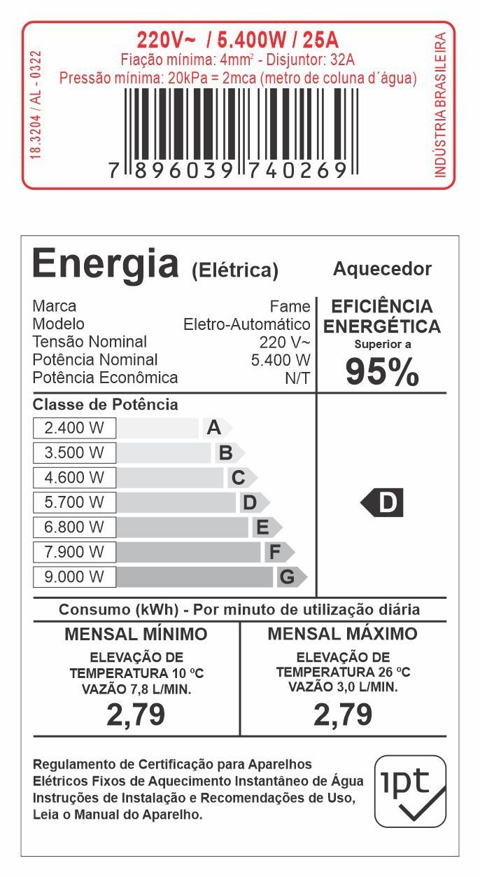 Aquecedor Elétrico Branco para Àgua Pia e Lavatório Fame:220v5400w - 7