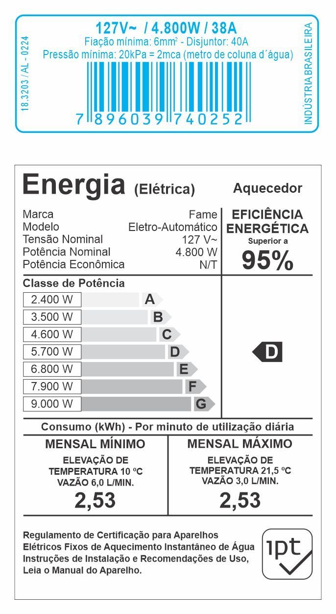 Aquecedor Elétrico Branco para Àgua Pia e Lavatório Fame:220v5400w - 6