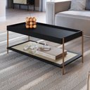 Ver imagem 1 de Mesa de Centro Oslo 93 Cm Madeira Mdp Hanover ou Nero Base Metal - Artesano
