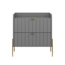 Ver imagem 5 de Mesa de Cabeceira em Madeira Mdf Cinza Moriah 60cm Moderna:dourado/cinza
