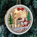Ver imagem 3 de Enfeite Papai Noel Natal Luminária Pendente em Madeira 13cm