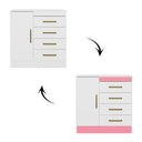 Ver imagem 4 de Cômoda com 4 Gavetas Montevidéu Branco Rosa Flex Demóbile