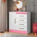 Ver imagem 1 de Cômoda com 4 Gavetas Montevidéu Branco Rosa Flex Demóbile