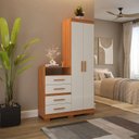 Ver imagem 1 de Guarda-Roupa Multiuso 2 Portas 4 Gavetas Primacy Off White/Freijó Wood