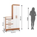Ver imagem 3 de Guarda-Roupa Multiuso 2 Portas 4 Gavetas Primacy Off White/Freijó Wood