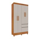 Ver imagem 2 de Guarda Roupa Solteiro com Pés 4 Portas 2 Gavetas - Oregon-cinamomo/off White - Tcil Móveis