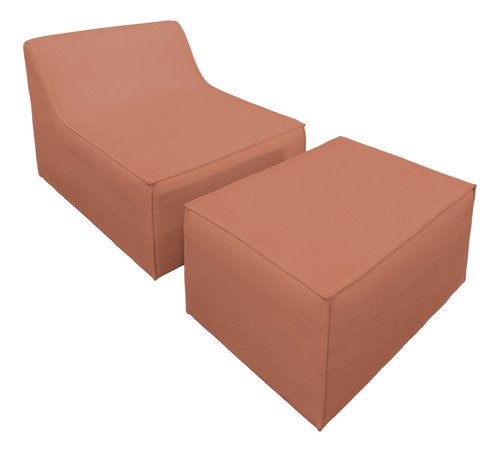 Chaise Tiktok Sofá Cama 2 Lugares com Puff Terracota para Redes Sociais Bz Home Decor