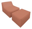 Ver imagem 2 de Chaise Tiktok Sofá Cama 2 Lugares com Puff Terracota para Redes Sociais Bz Home Decor