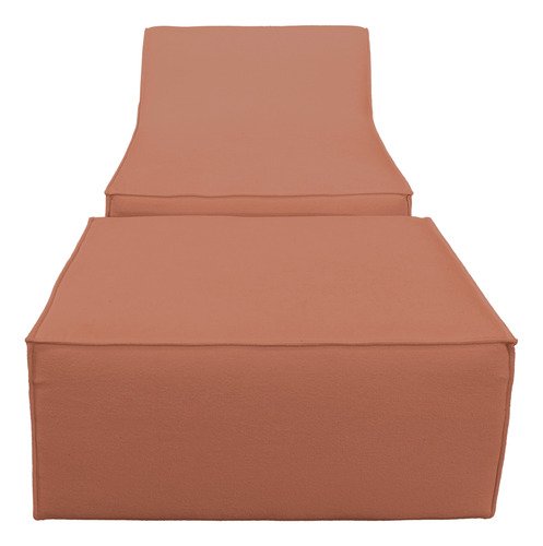 Chaise Tiktok Sofá Cama 2 Lugares com Puff Terracota para Redes Sociais Bz Home Decor - 3