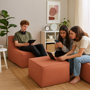 Ver imagem 4 de Chaise Tiktok Sofá Cama 2 Lugares com Puff Terracota para Redes Sociais Bz Home Decor