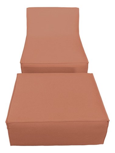 Chaise Tiktok Sofá Cama 2 Lugares com Puff Terracota para Redes Sociais Bz Home Decor - 2