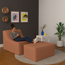 Ver imagem 1 de Chaise Tiktok Sofá Cama 2 Lugares com Puff Terracota para Redes Sociais Bz Home Decor