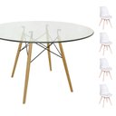 Ver imagem 1 de Conjunto Mesa Eames Eiffel Redonda Vidro 90cm + 4 Cadeiras Saarinen Wood - Branca