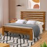 Cama De Casal Madeira Maciça Castanho Stella Shop Jm - 1