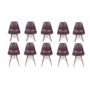 Ver imagem 1 de Kit 10 Cadeiras Charles Eames Eiffel Marron Base Madeira Sala Cozinha Jantar - Bering
