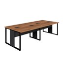 Ver imagem 2 de Mesa de Escritório Plataforma 4 Pessoas 2,70m Nog. Pés Metal Cor:nogal com Preto